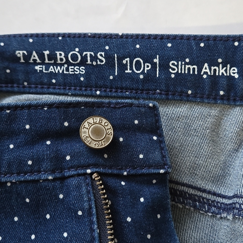 Talbots Flawless Slim Ankle Dot Denim Jeans 10P - Picture 4 of 14